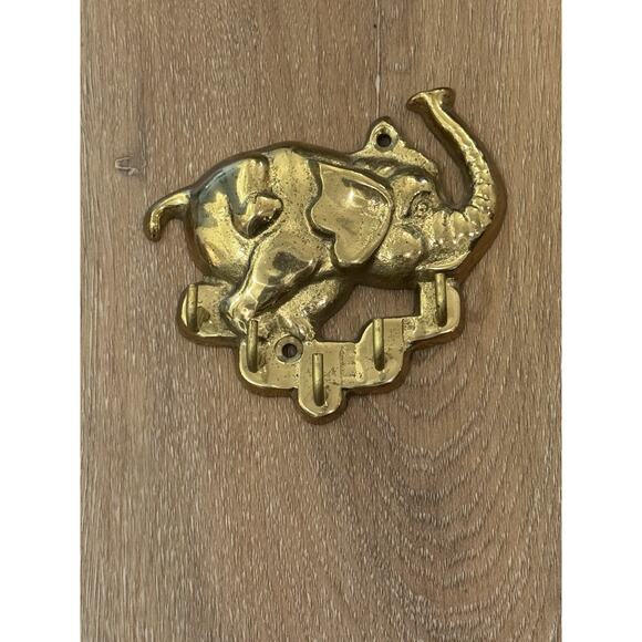 Brass Elephant Key Rack Hooks, Decorative Vintage Wall Mount Key Holder Small - Picture 10 of 14